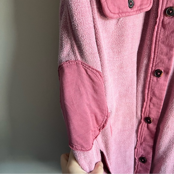 Free People Pink Ruby Oversized Shacket Elbow Pad Boho - Picture 3 of 7